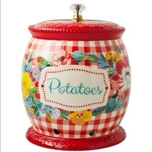 ❤️ New Pioneer Woman Sweet Romance Red Gingham Potatoe Keeper